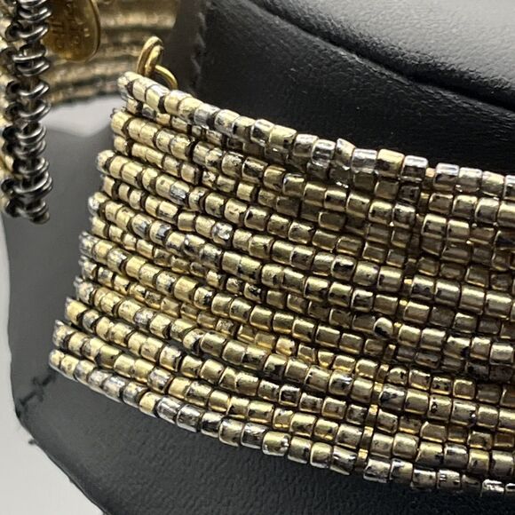 Gloria Astolfo Goldtone Glass Seed Bead Multi Layer Wire Choker Necklace - Picture 4 of 8